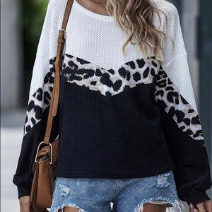 Cheetah Colorblock Sweater Top